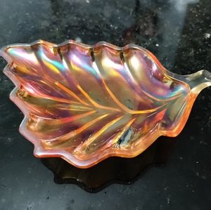 Vintage Carnival Glass Decorative Leaf